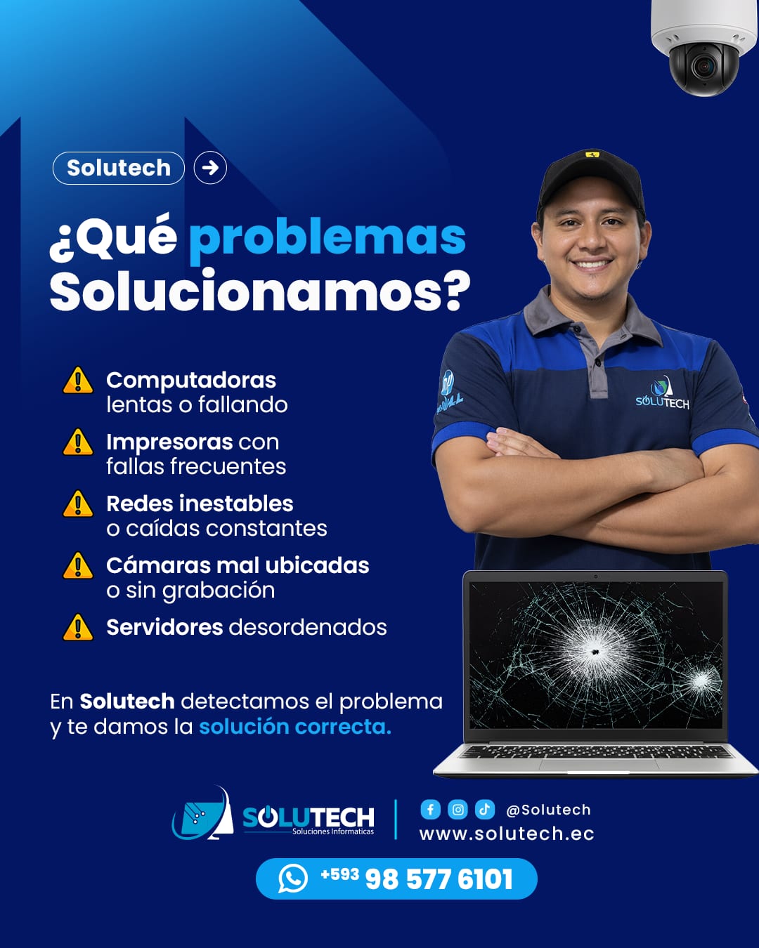 Técnico de SOLUTECH en una visita de soporte